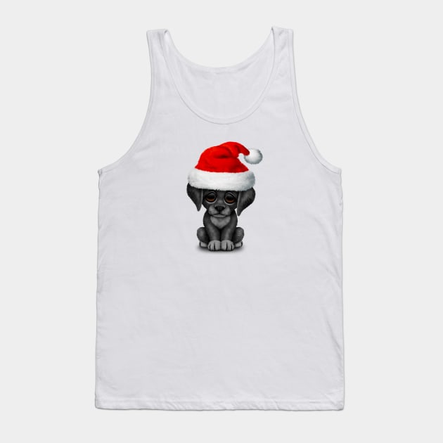 Black Lab Puppy Wearing a Santa Hat Tank Top by jeffbartels